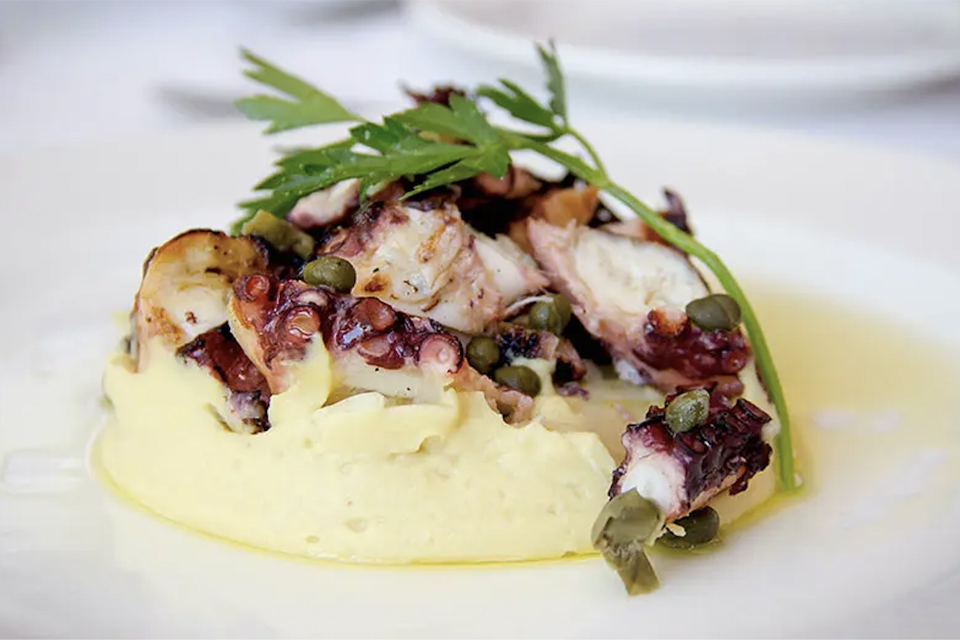 Grilled octopus dish served at Estiatorio Milos restaurant in Miami